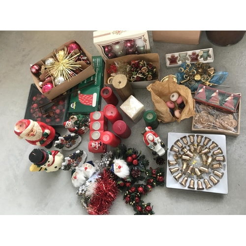 64 - Large Qty of Candles and Christmas Decoration Incl. Door Wreath Holder
