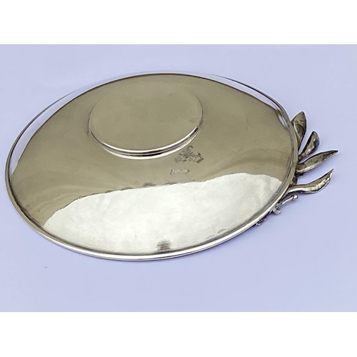 66 - Silver 925  Small Dish Handcrafted with Branch of Olive Tree (39gr)