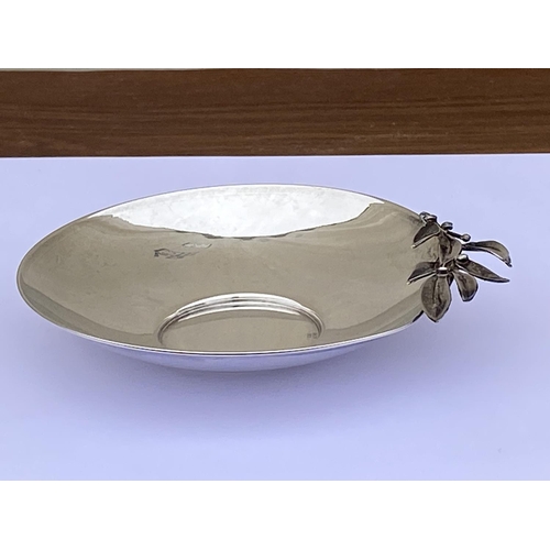 66 - Silver 925  Small Dish Handcrafted with Branch of Olive Tree (39gr)