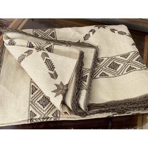 Very Large Cypriot Lefkara Traditional Embroidered Table Cloth with
