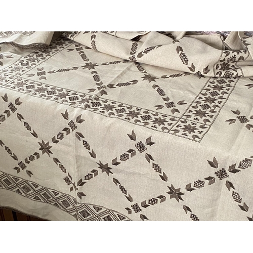 Very Large Cypriot Lefkara Traditional Embroidered Table Cloth with