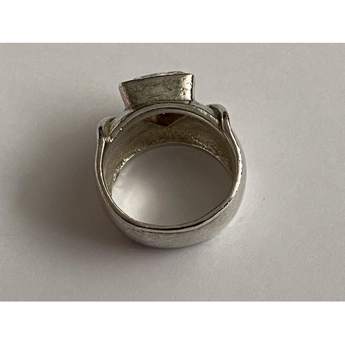 21 - Silver 925 Heavy Ring with Big Clear Stone