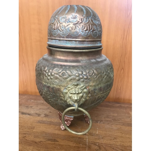 106 - Large Vintage Ornate Bronze Ginger Jar with 'Lion' Handles (41cm H.)