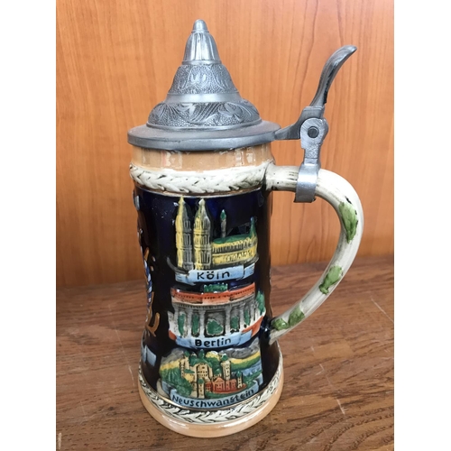 141 - x2 Vintage Collectible German Steins, Beer Mugs with Lid