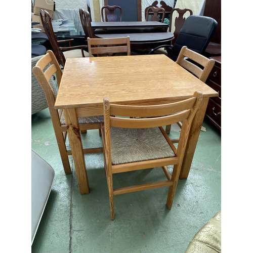 9 - Wooden Kitchen Table with 4 Matching Chairs with Woven Seats - Code AM6764H, AM6764K, AM6764J, AM676... 