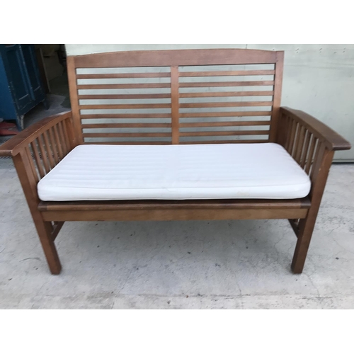 53 - Outdoor Patio Cushioned Wooden Furniture Set Comprising 2-Seat Sofa and 2 Armchairs