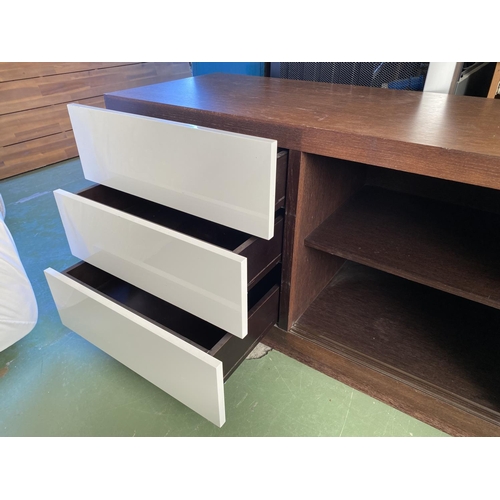 55 - Modern Large TV Cabinet with Sliding Doors and 3 Drawers (180 W. x 53 D. x 68cm H.)