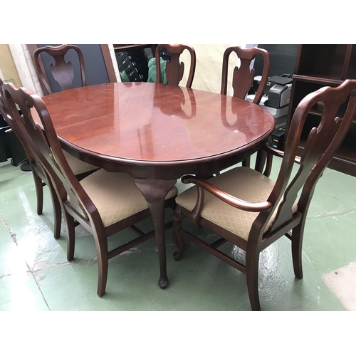2 - American Drexel Heritage Extendable Dining Table with Six Upholstered Matching Chairs and Protective... 
