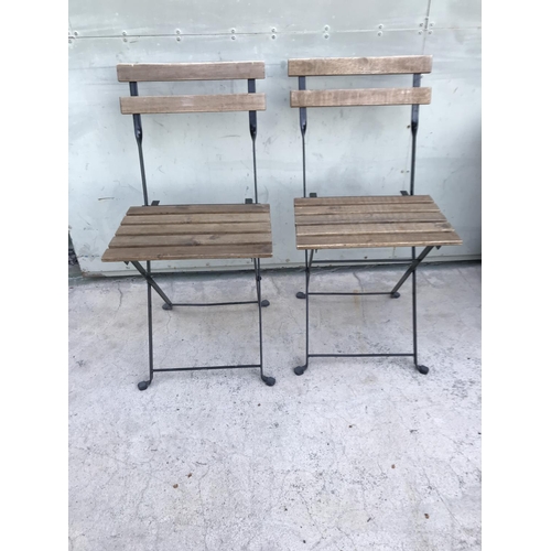 202 - x2 Wood & Metal Folding Chairs