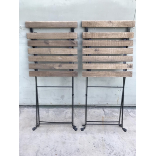 202 - x2 Wood & Metal Folding Chairs