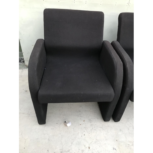 223 - x2 Reception Armchairs Upholstered in Black Linen Fabric