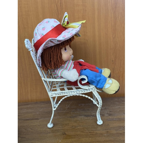 44 - Vintage Collectable Doll Sitting on Hand Made Solid Metal Chair