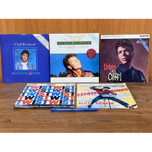 37 - Vintage Cliff Richard LPs Vinyl Records (x4) and Twist 45rpm (x5pcs)