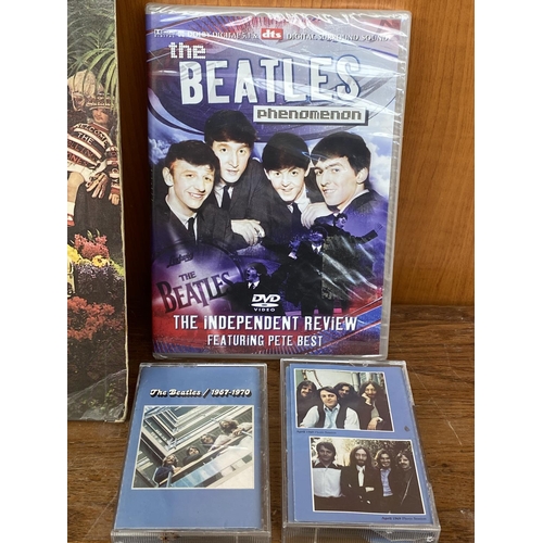 34 - Vintage Beatles Vinyl Records Incl. Double, DVD, Tapes