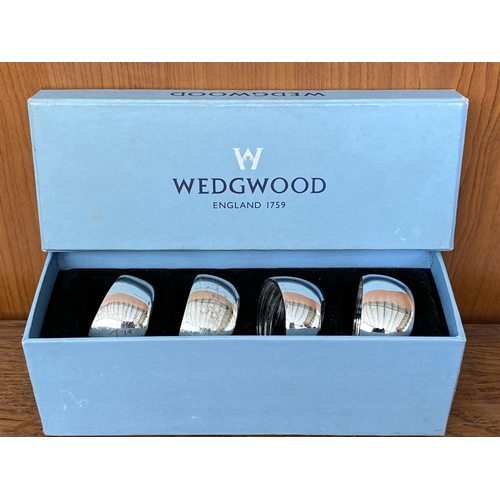 166 - x4 Wedgewood Silver Plated Napkin Rings in Box