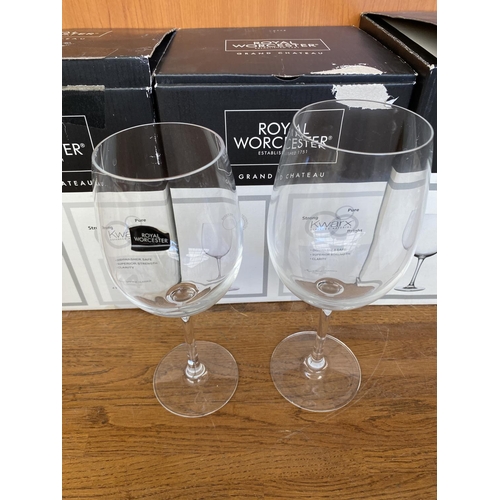 185 - Royal Worcester Grand Chateau Wine Glasses in Boxes (x2 Boxes of 4/each White Wine and Box of 4 Red ... 