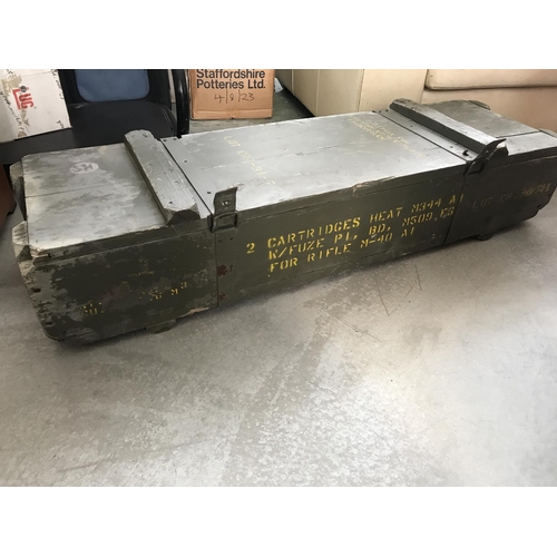 163 - Large Vintage Wooden Military Box (113 W. x 34 D. x 24cm H.)
