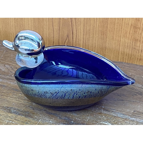 169 - 'Vetri' Murano Cobalt Small Art Glass Duck Ornament - Taken Back on 27/11/2023