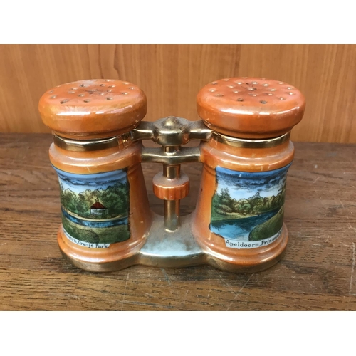 180 - Vintage German Porcelain Salt & Pepper Containers in Binocular Shape - Taken Back on 28/11/2023