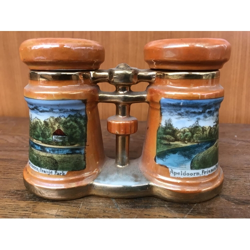 180 - Vintage German Porcelain Salt & Pepper Containers in Binocular Shape - Taken Back on 28/11/2023