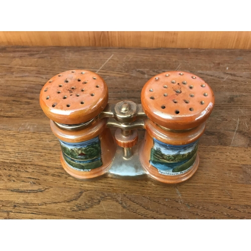 180 - Vintage German Porcelain Salt & Pepper Containers in Binocular Shape - Taken Back on 28/11/2023