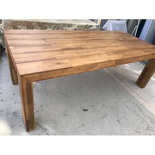 199 - Large Solid Wood Patio Table (220 W. x 100 D. x 77cm H.)
