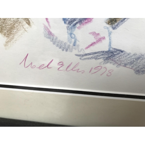 216 - Original 'Noel Ellis 1978' Ink Crayon Painting (55 x 55cm)