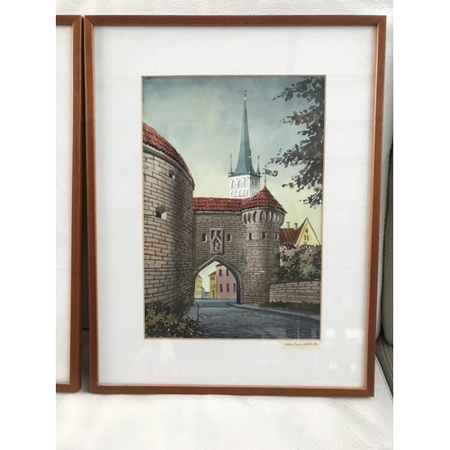112 - Watercolour Framed Paintings Signed 'Taliinn 1998' (35 x 45cm/each)