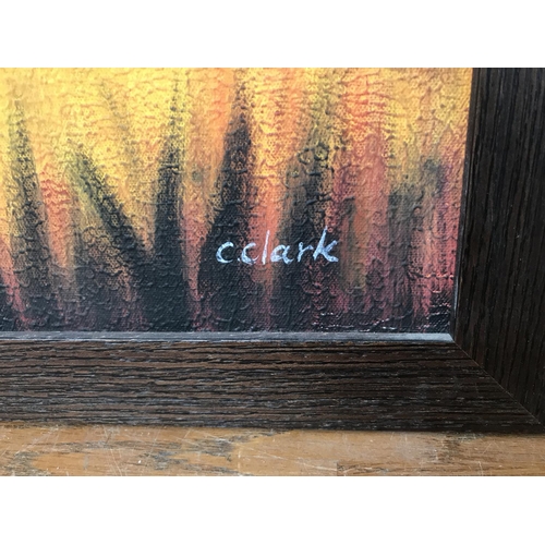 177 - x2 Canvas Framed Paintings Signed 'C. Clark' & 'R. Pollot' (58 x 68cm/each)