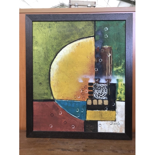 178 - Canvas Abstract Framed Painting Signed 'D. Colo' (58 x 68cm)