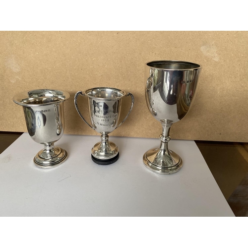 43 - x3 Sterling Silver Hallmarked Trophy Cups (178gr)