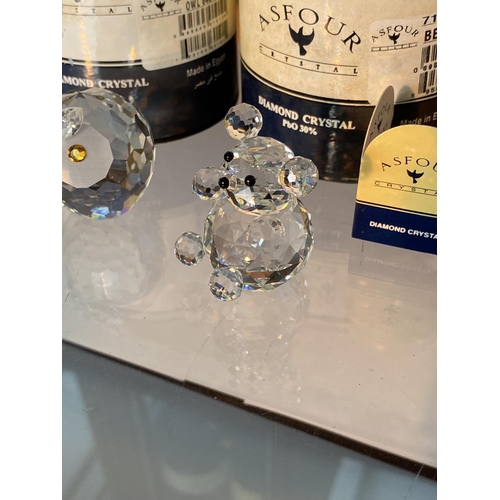 78 - x2 ASFOUR Diamond Crystal PbO30% Owl and Bear Ornaments