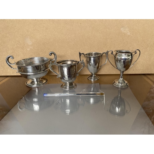 124 - x4 Sterling Silver Hallmarked Trophy Cups (230gr)