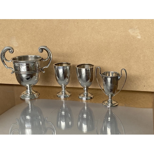 125 - x4 Sterling Silver Hallmarked Trophy Cups (218.8gr)