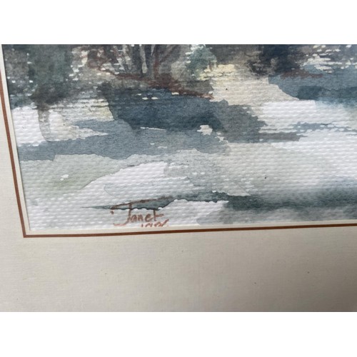 216A - Watercolour Landscape Painting Signed 'Janet' (44 x 54cm)