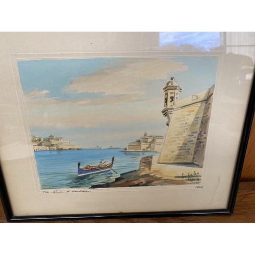 216B - Watercolour Painting Depicting 'The Grand Harbour Malta' Signed 'Ian Galca, Malta' (31 x 27cm)