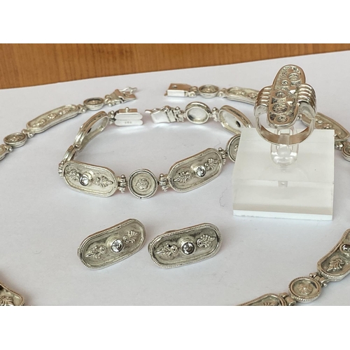 82 - Vintage Silver 925 Necklace, Bracelet, Ring and Earrings Set (100gr)