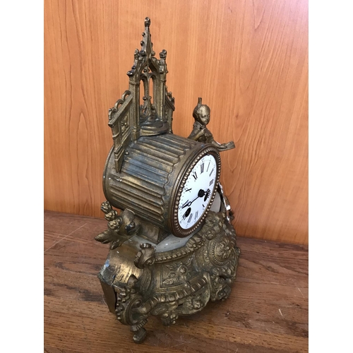 70 - Antique 19th Century French Mantel Clock with Key (Working)