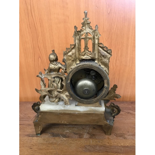 70 - Antique 19th Century French Mantel Clock with Key (Working)