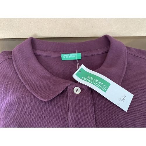 138 - Benetton Classic Pure Cotton Long Sleeve Polo Shirt, Dark Burgundy Colour, Size XL (Unused)