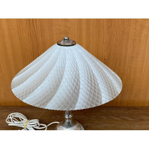 50 - Vintage Silver 925 Bedroom Lamp with Frosted Glass Shade (Working)