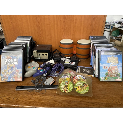 140 - Nintendo Gamecube Console with x2 Game Controllers, Joypads, x44 Games and Gameboy Player Equipment