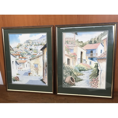 145 - x2 Watercolour Paintings Cyprus Prints Signed (37 x 47cm/each)