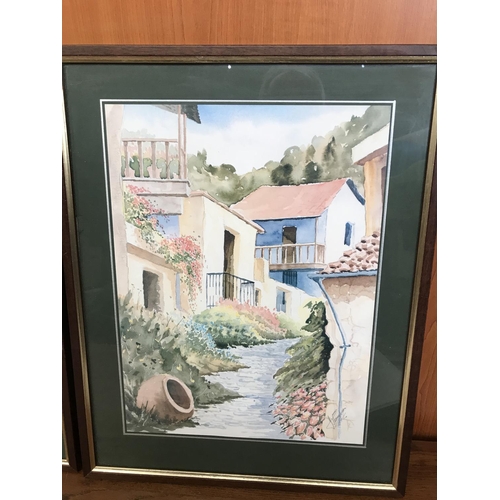 145 - x2 Watercolour Paintings Cyprus Prints Signed (37 x 47cm/each)