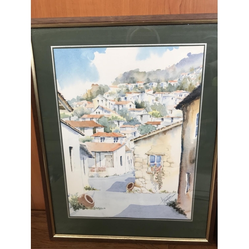 145 - x2 Watercolour Paintings Cyprus Prints Signed (37 x 47cm/each)