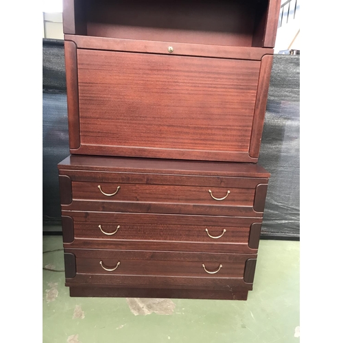 360 - Teak Wood Finland 2-Piece Bar Unit with 3 Bottom Drawers (90 W. x 47 D. x 200cm H.)