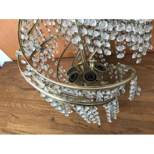 363 - Vintage Brass Chandelier with Crystals