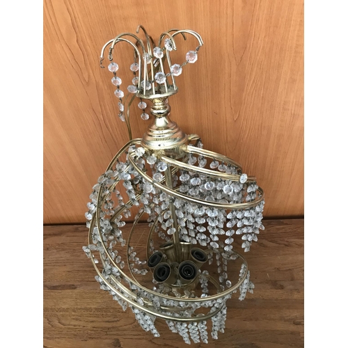 363 - Vintage Brass Chandelier with Crystals