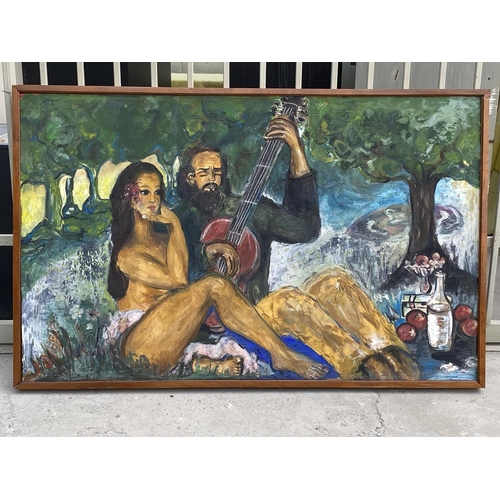 705 - Very Large Vintage Oil on Canvas Painting by Cypriot Artist 'Anastasia Christoforou Glucksman'  in W... 