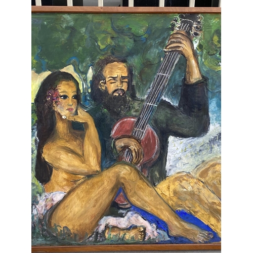 705 - Very Large Vintage Oil on Canvas Painting by Cypriot Artist 'Anastasia Christoforou Glucksman'  in W... 